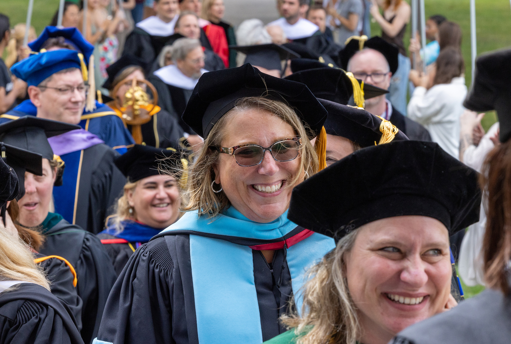 Dr. Amy Cotner in regalia at Keuka College's Baccalaureate Ceremony in 2023